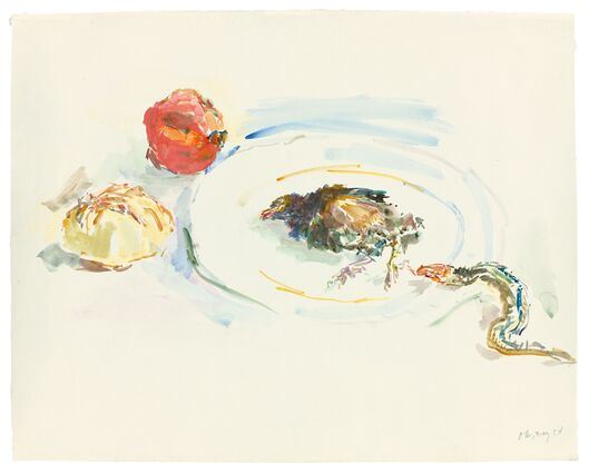 Stillife with bird and snake by Oskar Kokoschka, 1958