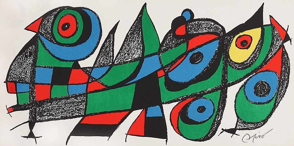 Seven works: Esculator, Serie von sieben originale Titel: England, Dänemark, Iran, Italien, Japan, Portugal, Schweden by Joan Miró, 1974