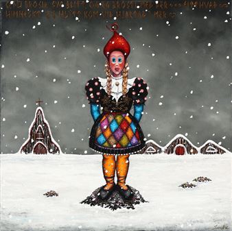 Snow landscape with girl and houses - Aleksandra Babik