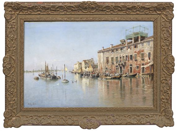 Ansicht von Venedig mit Fischerhäusern und -booten am Canal Grande by Rafael Senet, 1898