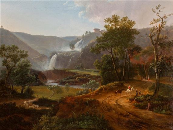 "Il Mattino"Paesaggio con le Cascatelle di Tivoli(The morning: Landscape with the Tivoli Waterfalls) by Simon-Joseph-Alexandre-Clément Denis, 1789
