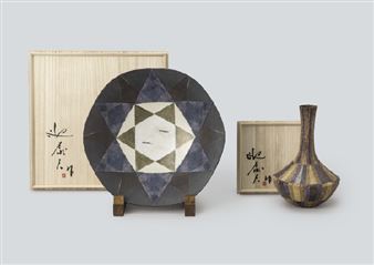 Large bowl with design of fish / Vase - Yasuo Mukai