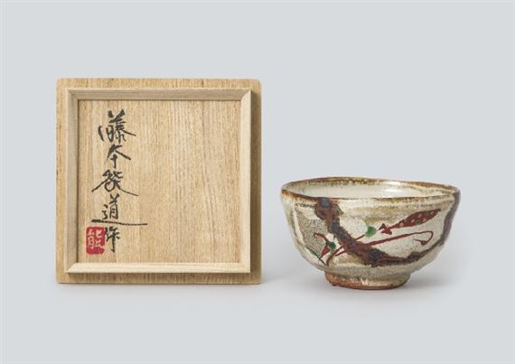 Tea bowl in overglaze enamel