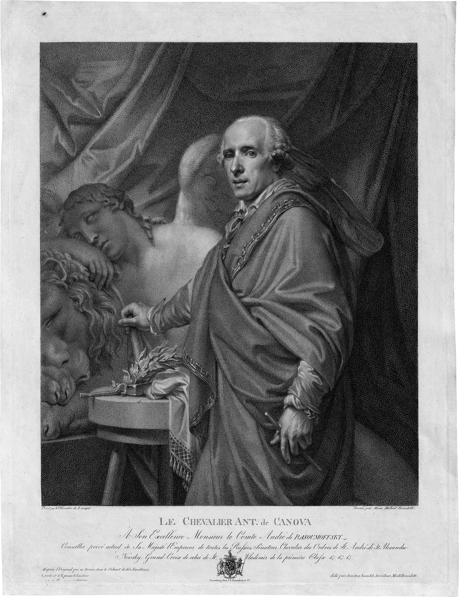 Artwork by Michael Benedetti, Bildnis des Antonio Canova in seinem Atelier, Made of Punctate engraving