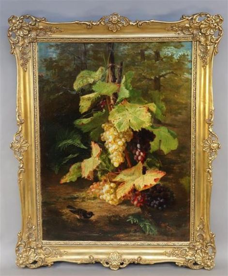Nature-morte aux raisins sur le pied de vigne by Simon Saint-Jean, 1851