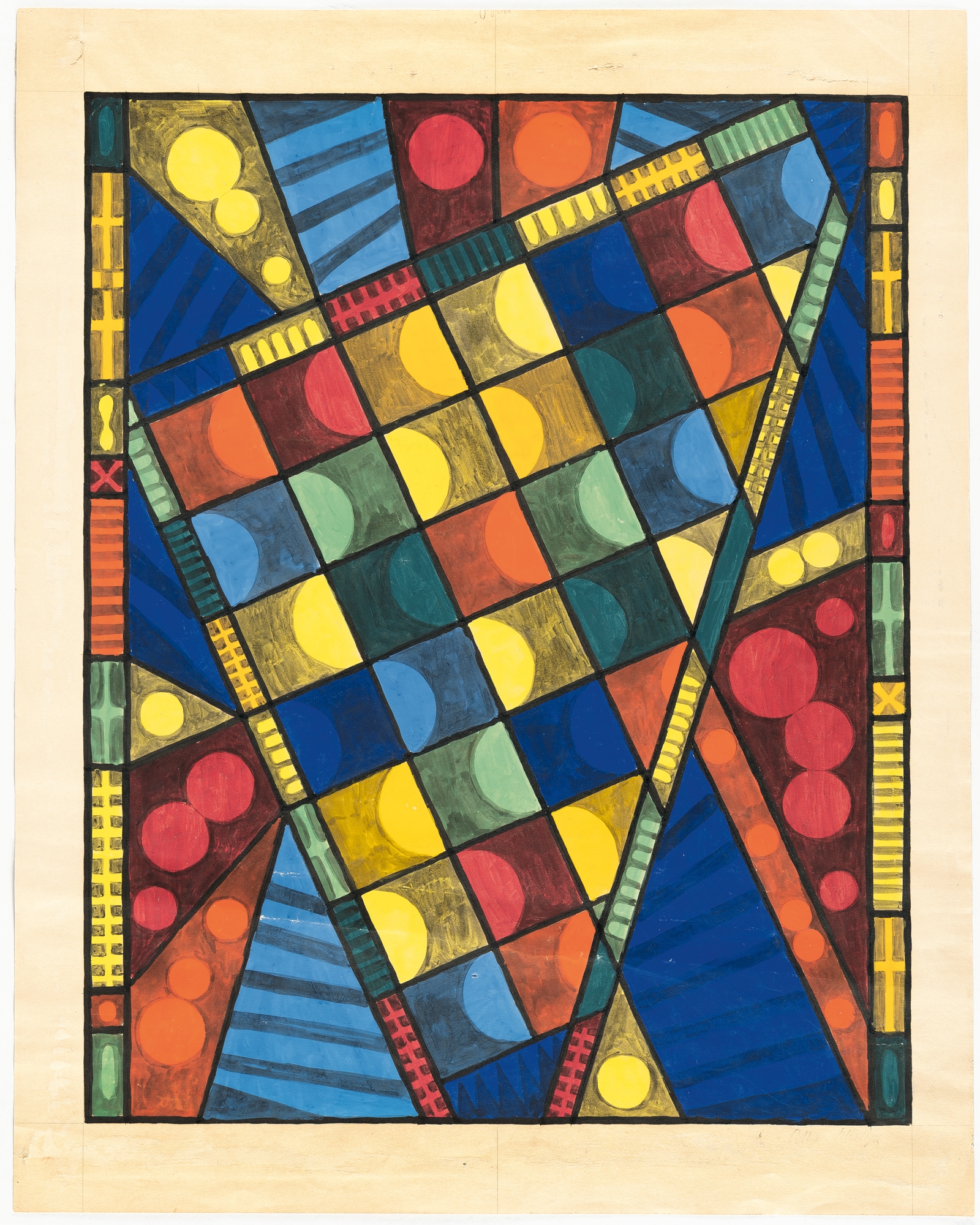 Design for a stained glass window (triangle) by Lothar Schreyer, 1927