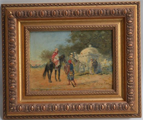 SCÈNE ORIENTALISTE AVEC PERSONNAGES ARMES EN MAINS by F. Vogler