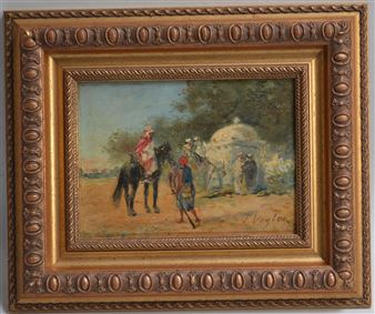 SCÈNE ORIENTALISTE AVEC PERSONNAGES ARMES EN MAINS - F. Vogler