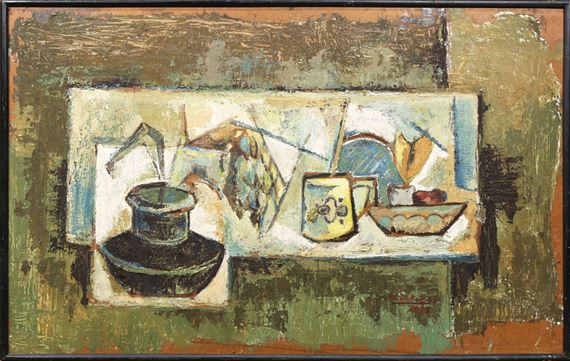 "Still Life with a Yellow Mug by Shakir Ali, 1928