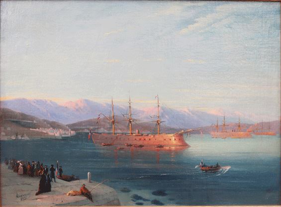 Souvenir de Nice : le cuirassé l’Océan dans la rade de Villefranche en 1874 by Ivan Aivazovsky, 1875