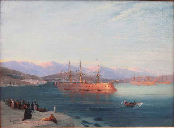 Artwork by Ivan Aivazovsky, Souvenir de Nice : le cuirassé l’Océan dans la rade de Villefranche en 1874, Made of Oil on canvas