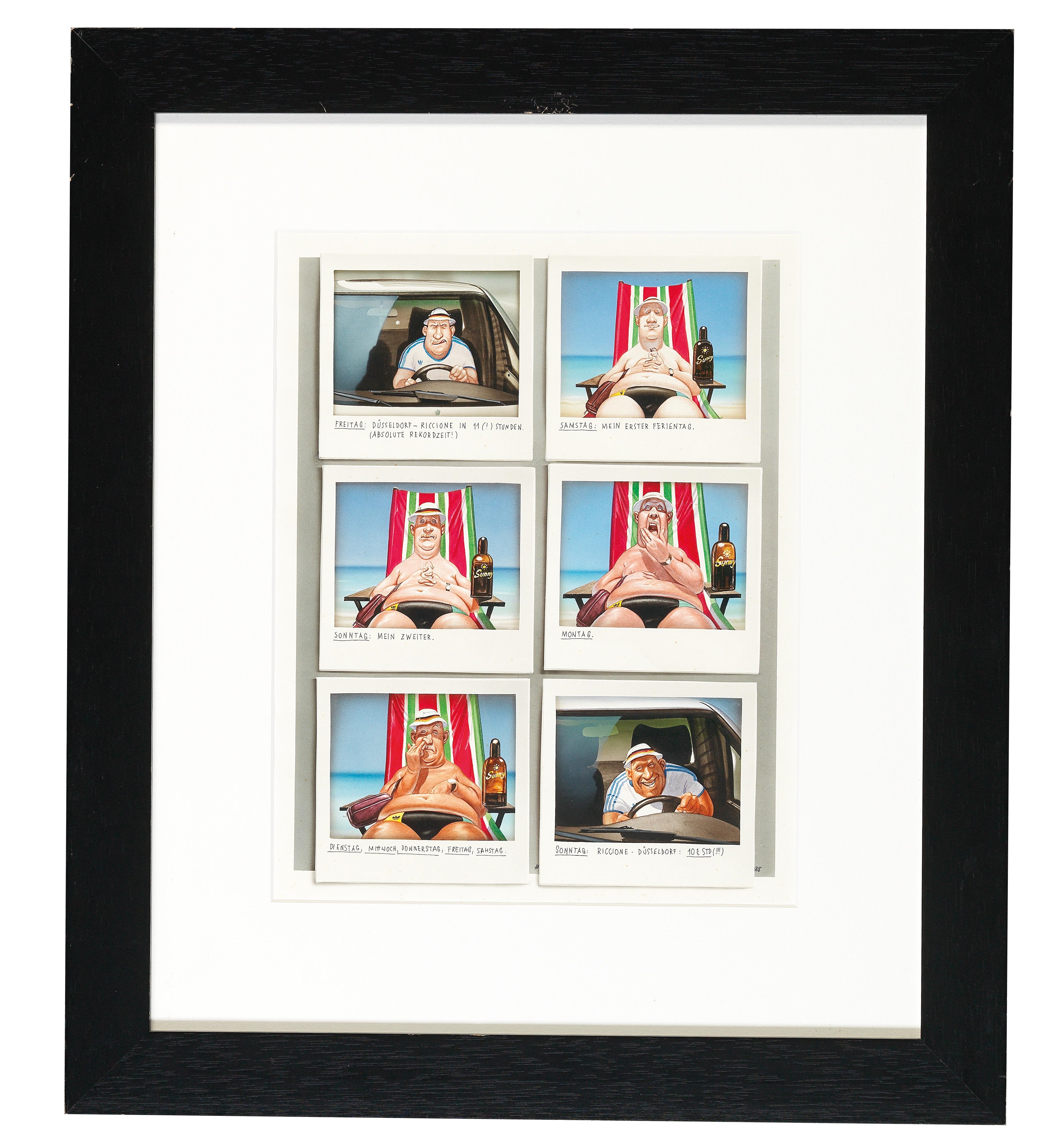 Artwork by Gerhard Haderer, My Holiday - Düsseldorf - Riccione and Back, Made of mixed techniques on board