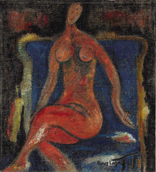 Nude on Blue Chair by Renos Loizou, 1997