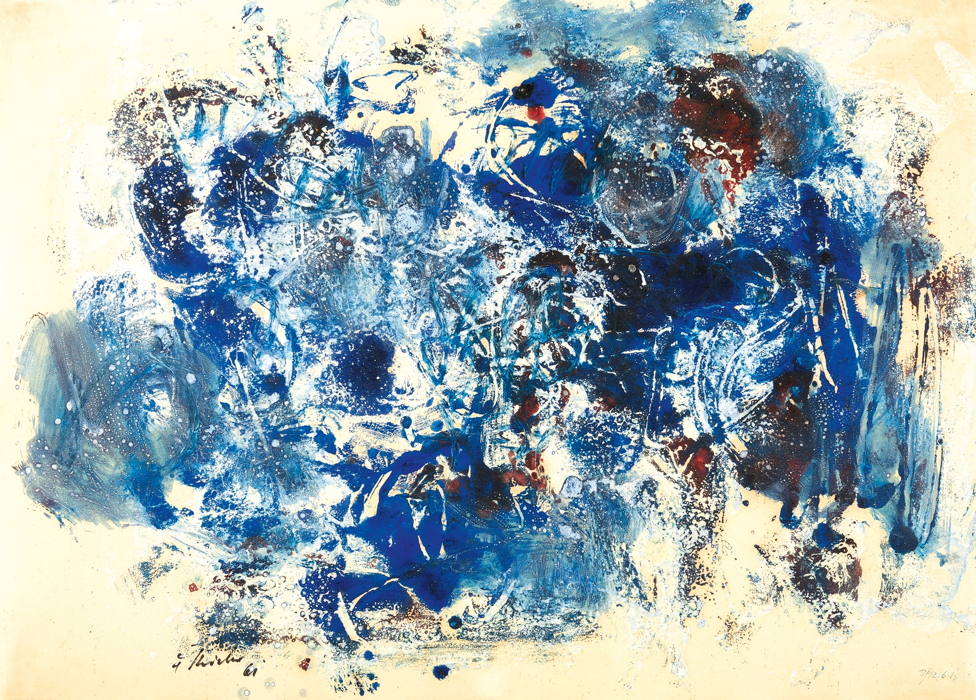 Artwork by Fred Thieler, P/12/61, Made of Mixed media on cream wove