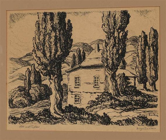 Hills and Poplars by Birger Sandzén