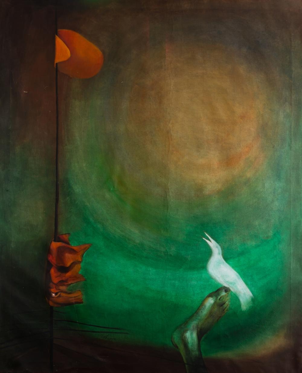 Artwork by Ala Bashir, Sun and Raven, Made of oil on canvas