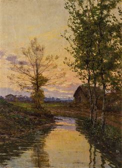 Paesaggio fluviale al sorgere del sole - Luigi Clara