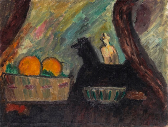 Artwork by Gabriele Münter, Stillleben mit zwei Apfelsinen, Made of Oil on canvas
