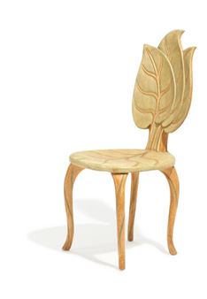 Painted and gilded wood chair, in the shape of leaves - Bartolozzi & Maioli