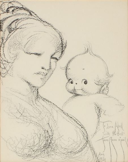 Rose O&#39;Neill | Untitled Charcoal Sketch with Kewpie (1929) | MutualArt