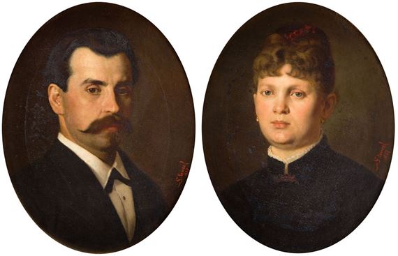 Pair of Portraits by Maurycy Sztencel, 1887