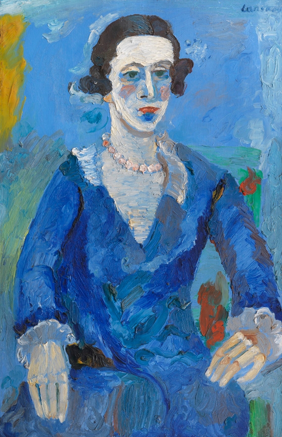 Lanskoy André | Portrait d'une dame en robe bleue (Circa 1929) | MutualArt