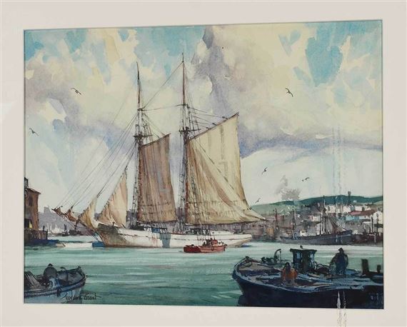 Harbor Scene by Gordon Grant