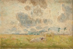 Artwork by Emile Claus, Vaches au pré, Made of Oil on panel