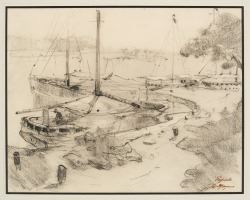 Voiliers à Papeete by Adrien Jean Le Mayeur de Merprés