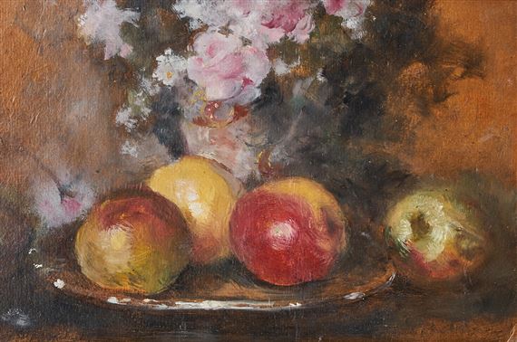 Stilleben med äpplen och blomster by Emma Ekwall