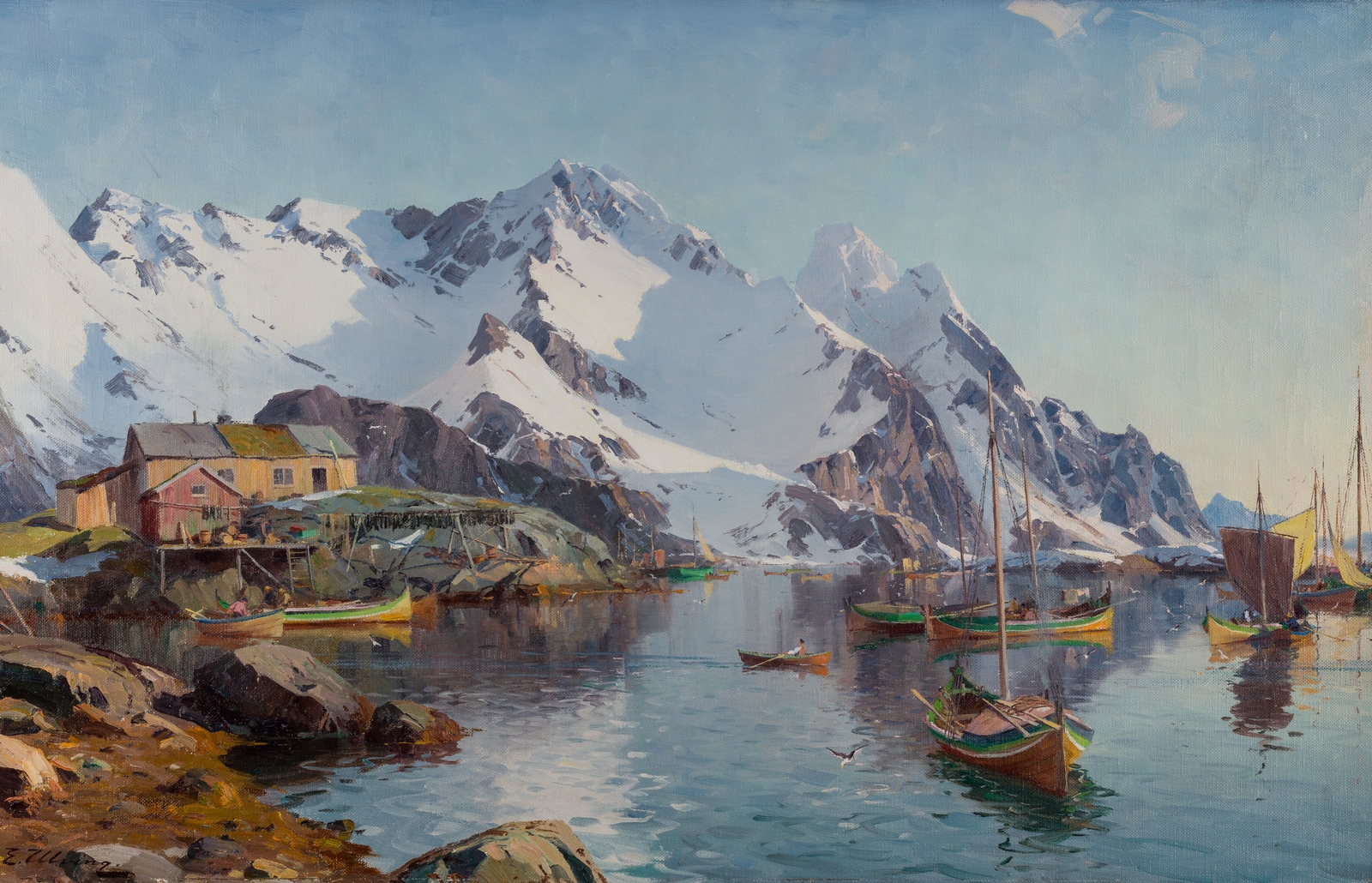 Artwork by Even Ulving, Fra Å i Lofoten, Made of Oil on canvas