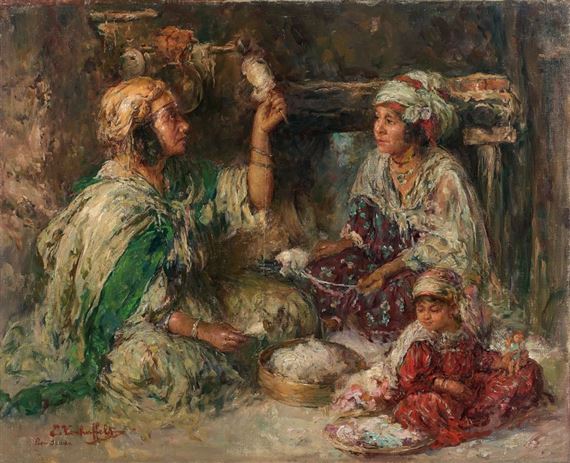 Les fileurs à Bou-Saâda by Edouard Verschaffelt