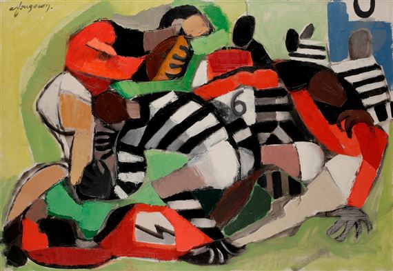 Rugby, preneur de balle by André Fougeron, 1965