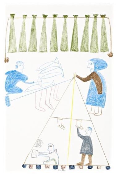 Untitled (Drying Fish and Tent) by Jessie Oonark, 1969-70