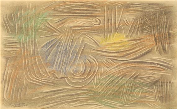 Linien hell und dunkel mit Farben by Willi Baumeister, August 1953