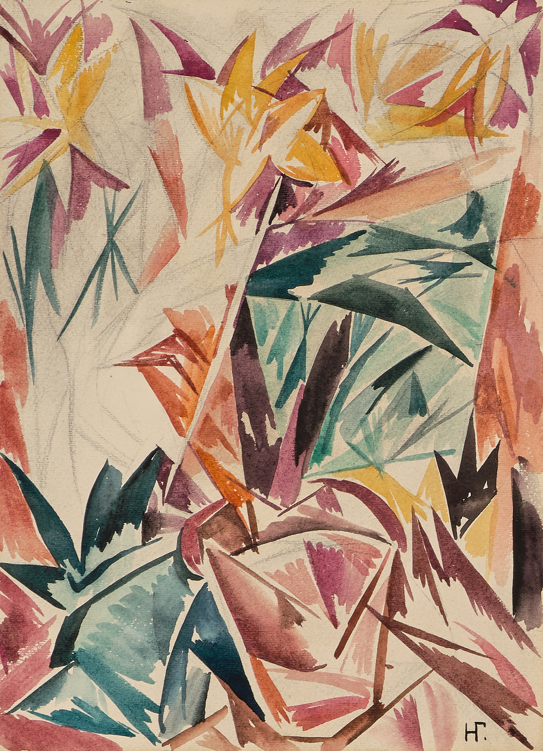 Forêt (étude pour la toile conservée au Musée de Perm) by Natalia Goncharova, 1913/1914