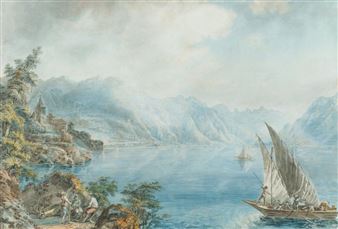 Animated lacustrine landscape - Johann KARL  Mullener