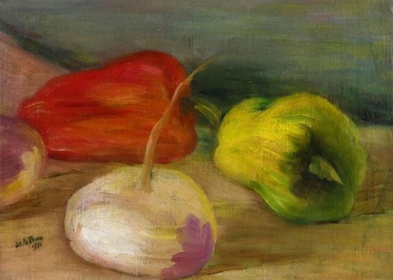 Natura morta con peperoni e rapa