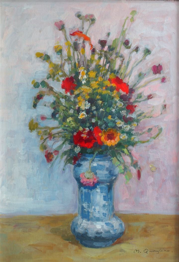 Artwork by Massimo Quaglino, Fiori, Made of oil on the board