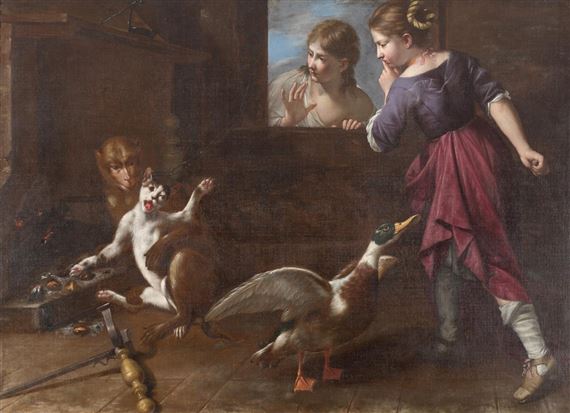 La fábula del mono y el gato by Master of the Armenti