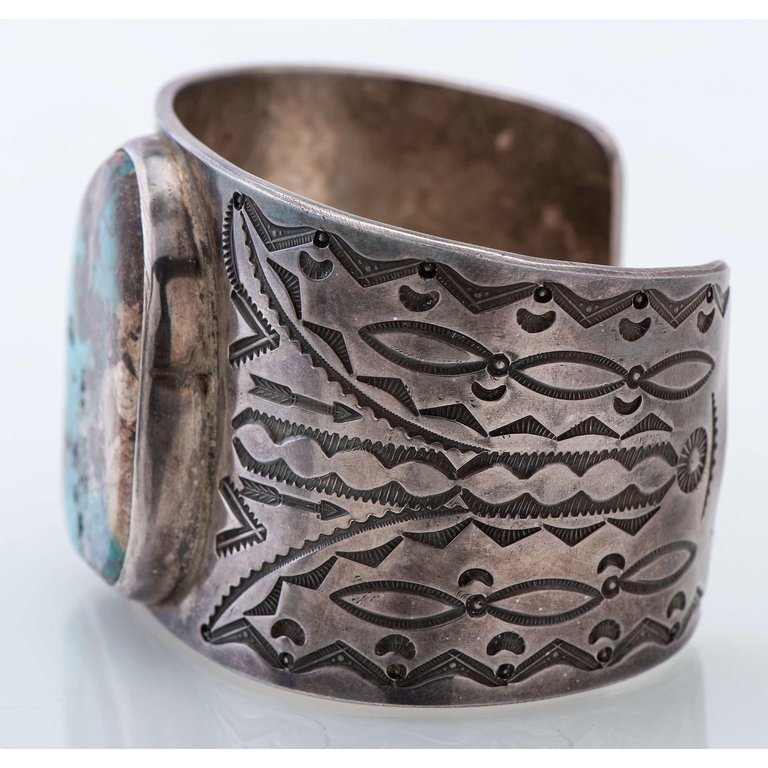 Mark Chee | Navajo Silver and Turquoise Cuff Bracelet | MutualArt