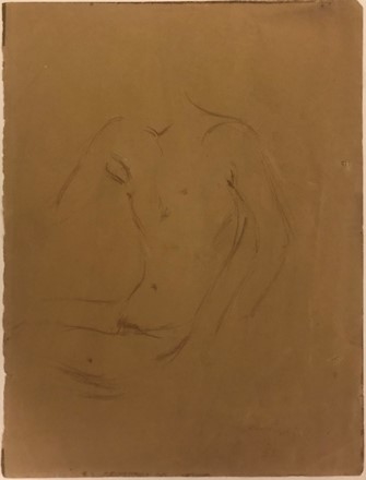 Artwork by Filippo de Pisis, NUDO SEDUTO, Made of Brown pencil on paper