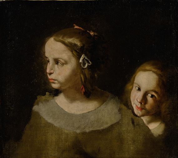 STUDY FOR TWO CHILDREN, BOTH HEAD AND SHOULDERS by Pier Francesco Cittadini
