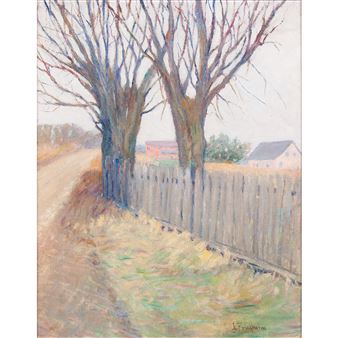 Trees Beside a Fence  - L. J. Friedheim