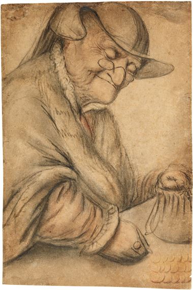 ELDERLY WOMAN COUNTING MONEY by Nicolas Lagneau