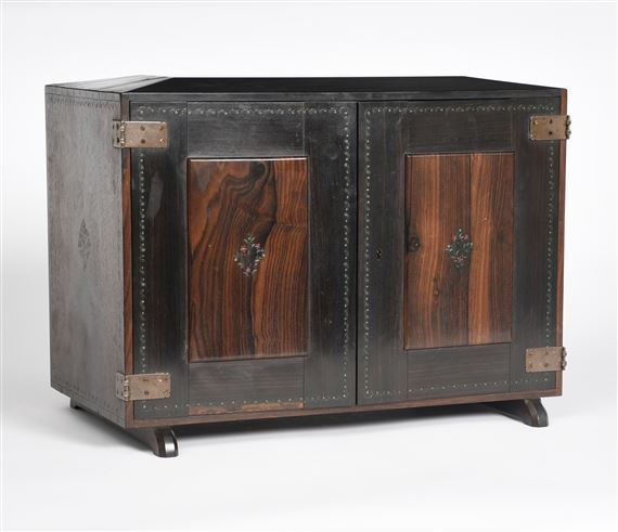 Powell Louise A Small Ebony And Macassar Desk Top Cabinet