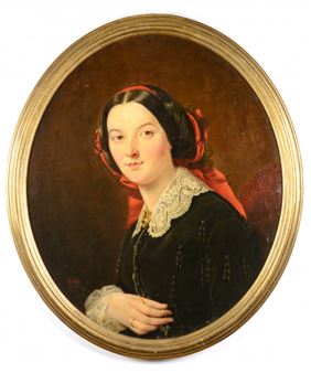 LADY WITH A RED RIBBON IN HER HAIR - François Riss