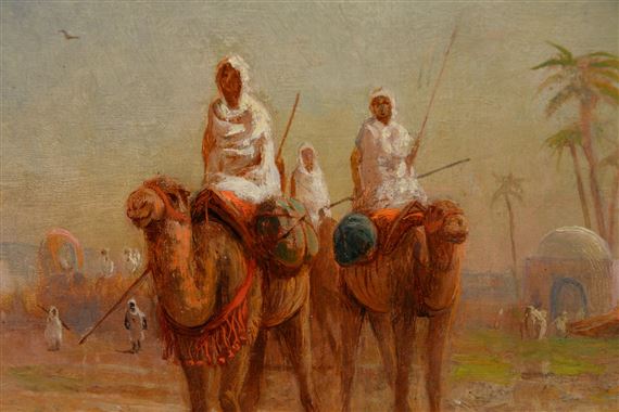 Orientalist Middle Eastern riders on camels by Lemuel D. Eldred