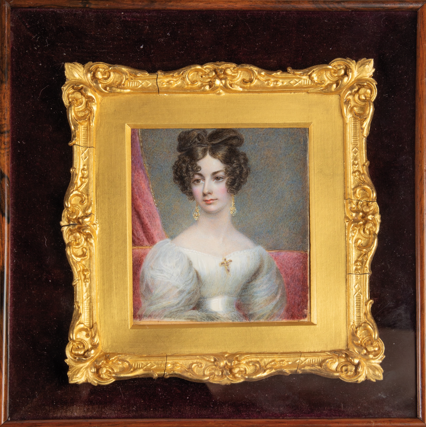 Porträt einer jungen Dame im weißen Kleid by British School, 19th Century