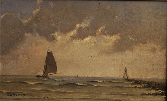 Boat on a stormy sea by Wilhelmus Hendrikus Petrus Johannes de Zwart, 1879